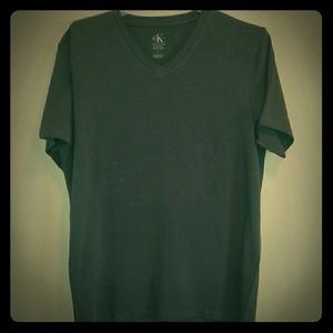 CALVIN KLEIN SLIM FIT LARGE GRAY V-NECK T-SHIRT